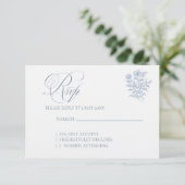 Classic French Blue Wedding RSVP card (スタンド正面)