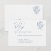 Classic French Blue Wedding RSVP card (正面/裏面)