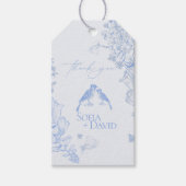 Classic French Blue White Floral Birds Wedding  ギフトタグ (正面)