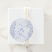 Classic French Blue White Floral Birds Wedding  フェイバータグ (インサイチュ)