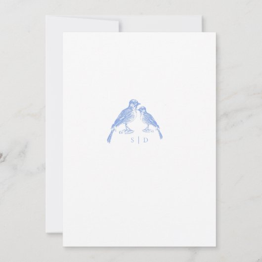  Classic French Blue White Floral Wedding  招待状 (裏面)