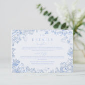 Classic French Blue White Floral Wedding Enclosure エンクロージャーカード (スタンド正面)