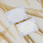 Classic French Blue White Floral Wedding Enclosure エンクロージャーカード
