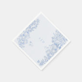 Classic French Blue White Floral Wedding Enclosure スタンダードカクテルナプキン (角)