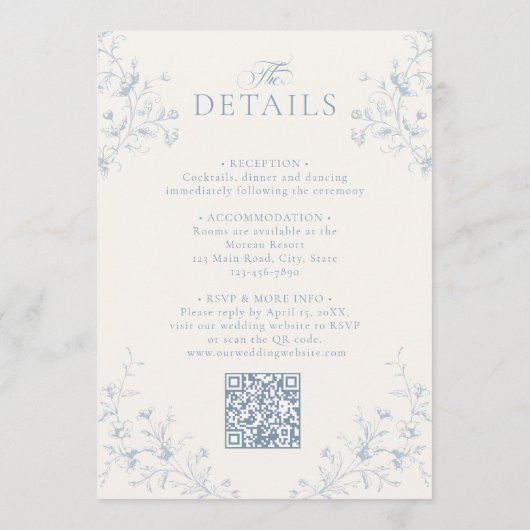 Classic French Chinoiserie All in One Wedding 招待状 (裏面)