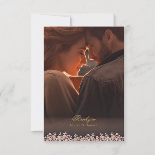 classic french floral garden chateau wedding サンキューカード (正面)