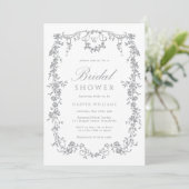 Classic French Floral Gray Bridal Shower 招待状 (スタンド正面)