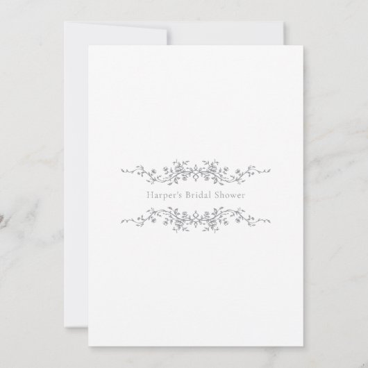 Classic French Floral Gray Bridal Shower 招待状 (裏面)