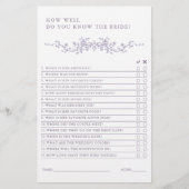 Classic French Lavender Bridal Shower Game  (正面)