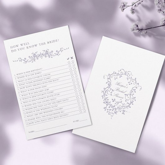 Classic French Lavender Bridal Shower Game 