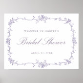 Classic French Lavender Bridal Shower Welcome ポスター (正面)