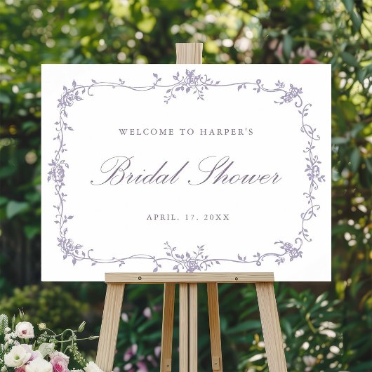Classic French Lavender Bridal Shower Welcome ポスター