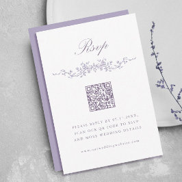 Classic French Lavender Floral Border Wedding RSVP 招待状