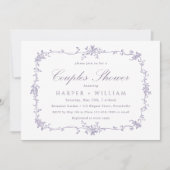 Classic French Lavender Floral Couples Shower 招待状 (正面)