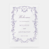 Classic French Lavender Floral Wedding Welcome  アクリルサイン (正面)