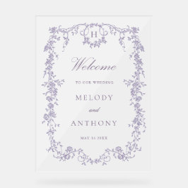 Classic French Lavender Floral Wedding Welcome アクリルサイン