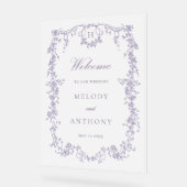 Classic French Lavender Floral Wedding Welcome  アクリルサイン (傾斜)