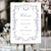 Classic French Lavender Floral Wedding Welcome ポスター