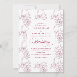 Classic French Toile Roses Wedding Invitation 招待状