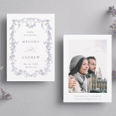 Classic French Victorian Blue Floral Wedding Photo セーブザデート