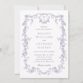 Classic French Victorian Lavender Floral Wedding 招待状 (正面)