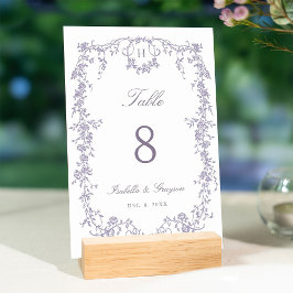Classic French Victorian Lavender Frame Wedding テーブルナンバー
