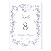 Classic French Victorian Lavender Frame Wedding テーブルナンバー (正面)
