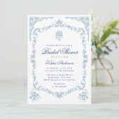 Classic French Victorian Toile Blue Bridal Shower 招待状 (スタンド正面)