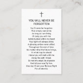 Classic Funeral Celebrating Life Photo Prayer Card 名刺 (裏面)