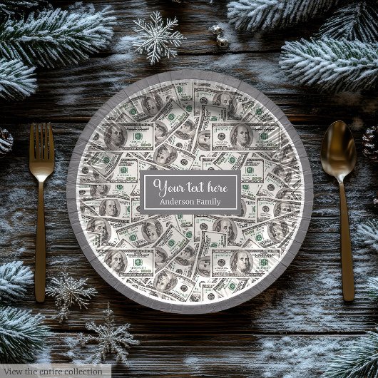 Classic funny gift dollar pattern personalized ペーパープレート