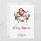 Classic Funny Santa Minimalist Christmas Greeting シーズンカード (正面)