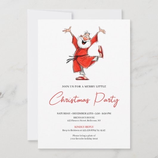 Classic Funny Santa Watercolor Christmas Invite 招待状 (正面)