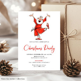 Classic Funny Santa Watercolor Christmas Invite 招待状