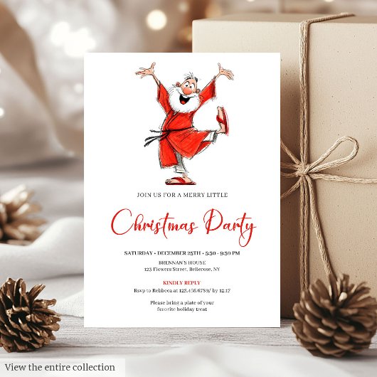 Classic Funny Santa Watercolor Christmas Invite 招待状