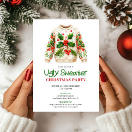 Classic Funny Ugly Sweater Holiday Invite 招待状