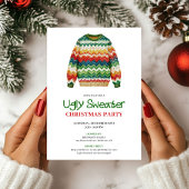 Classic funny ugly sweater party invitation 招待状