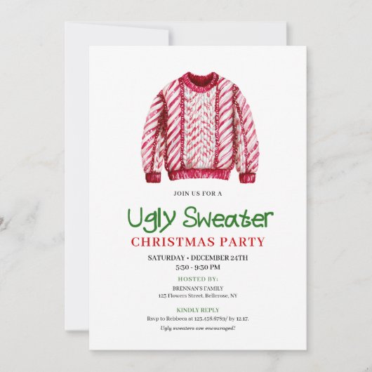 Classic Funny Ugly Sweater Party Invitation 招待状 (正面)