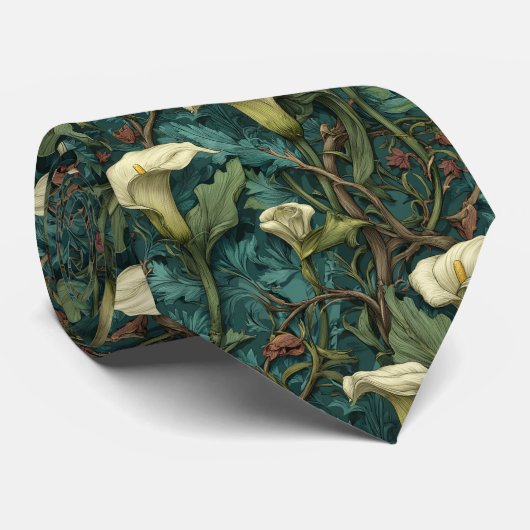 Classic Gifts For Father Calla Lilies Floral ネクタイ (ロール)
