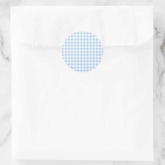 Classic Gingham Baby Blue ラウンドシール (バッグ)