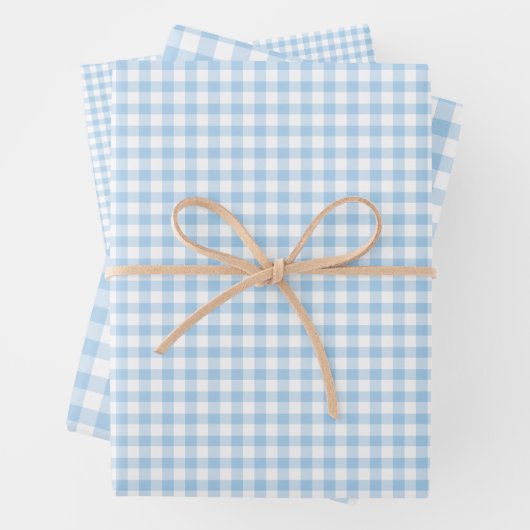 Classic Gingham Baby Blue ラッピングペーパーシート (インサイチュ)
