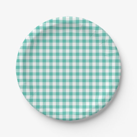 Classic Gingham Bluegrass Green ペーパープレート (正面)
