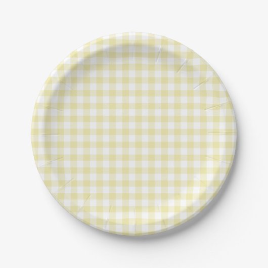 Classic Gingham Butter Yellow ペーパープレート (正面)