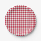 Classic Gingham Cherry Red ペーパープレート (正面)