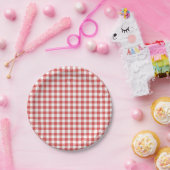 Classic Gingham Coral Red ペーパープレート (パーティー)
