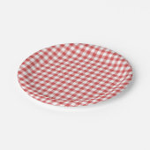 Classic Gingham Coral Red ペーパープレート (アングル)