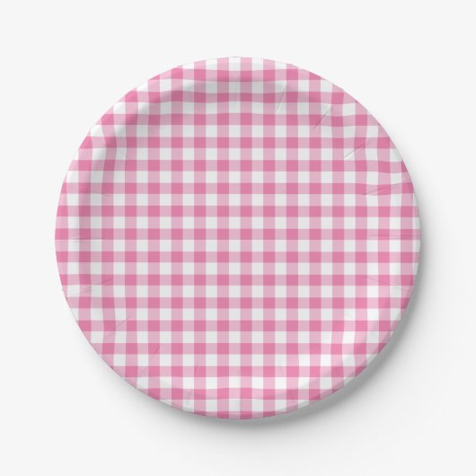 Classic Gingham Fuchsia ペーパープレート (正面)