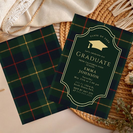 Classic Gingham Graduation Party 2026 Invitation 招待状
