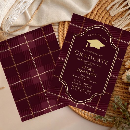 Classic Gingham Graduation Party 2026 Invitation 招待状