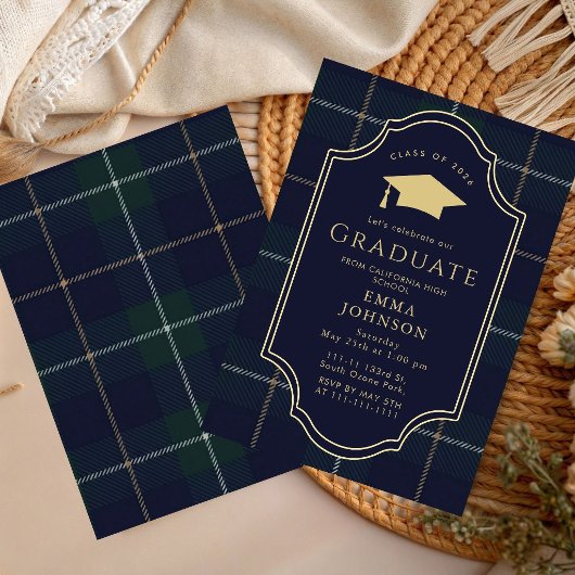 Classic Gingham Graduation Party 2026 Invitation 招待状