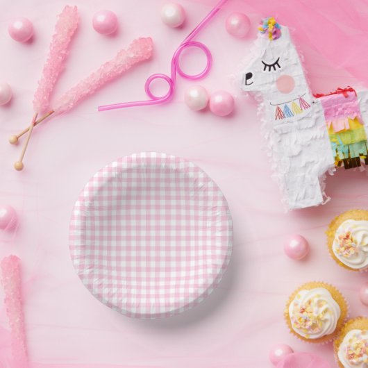 Classic Gingham Light Pink ペーパーボウル (パーティー)